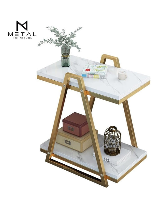 Rectangular Shape 2-Tier Coffee Table Narrow Rode Sofa Side Table