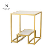 Square Top Two Tier Coffee Table Table Metal Frame End Table Elegant Look
