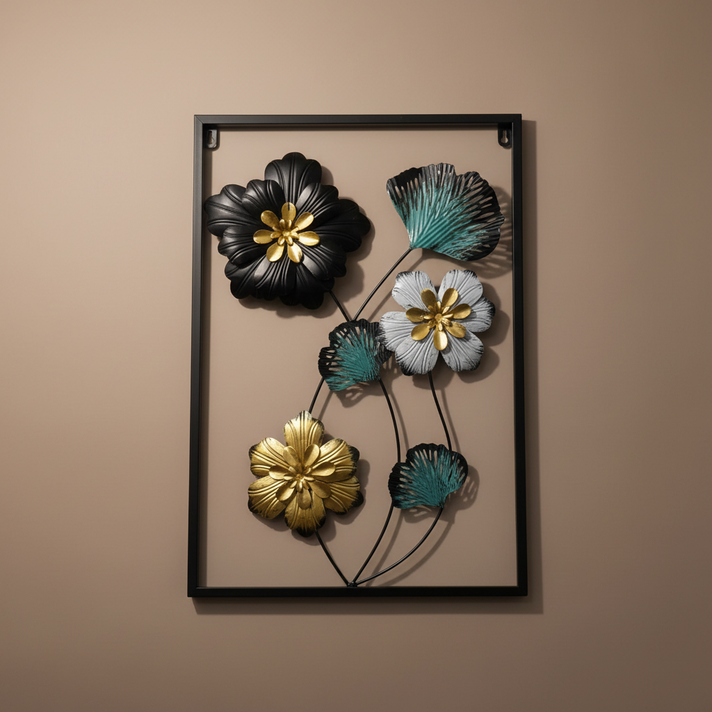 Gilded Bloom Metal Wall Art - Black Gold Unique Designed