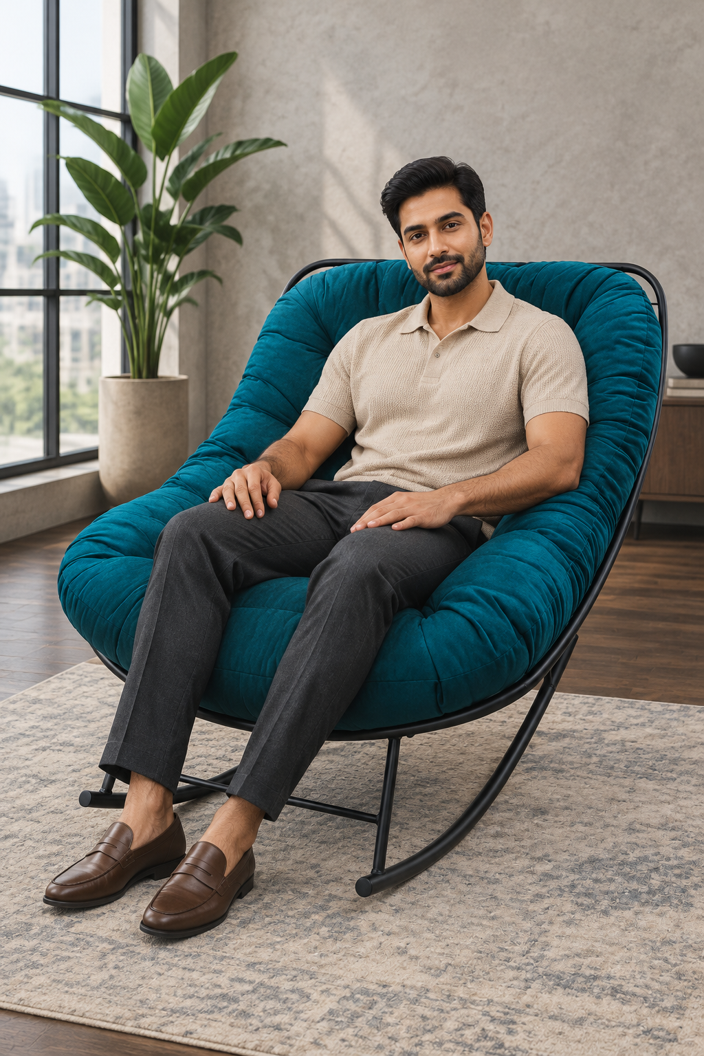 Cloud Comfort Cushioned Rocking Chair-deep cushioning and rocking design