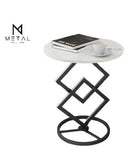 Round Top Geometric Base Coffee Table Luxury Look Sofa Side Table