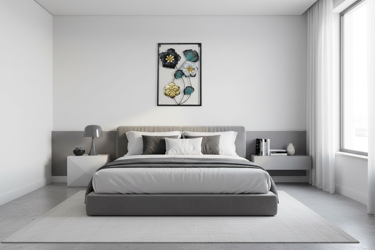 Gilded Bloom Metal Wall Art - Black Gold Unique Designed