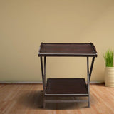 Beach Wood Double Top Folding Table Tea Serving Table
