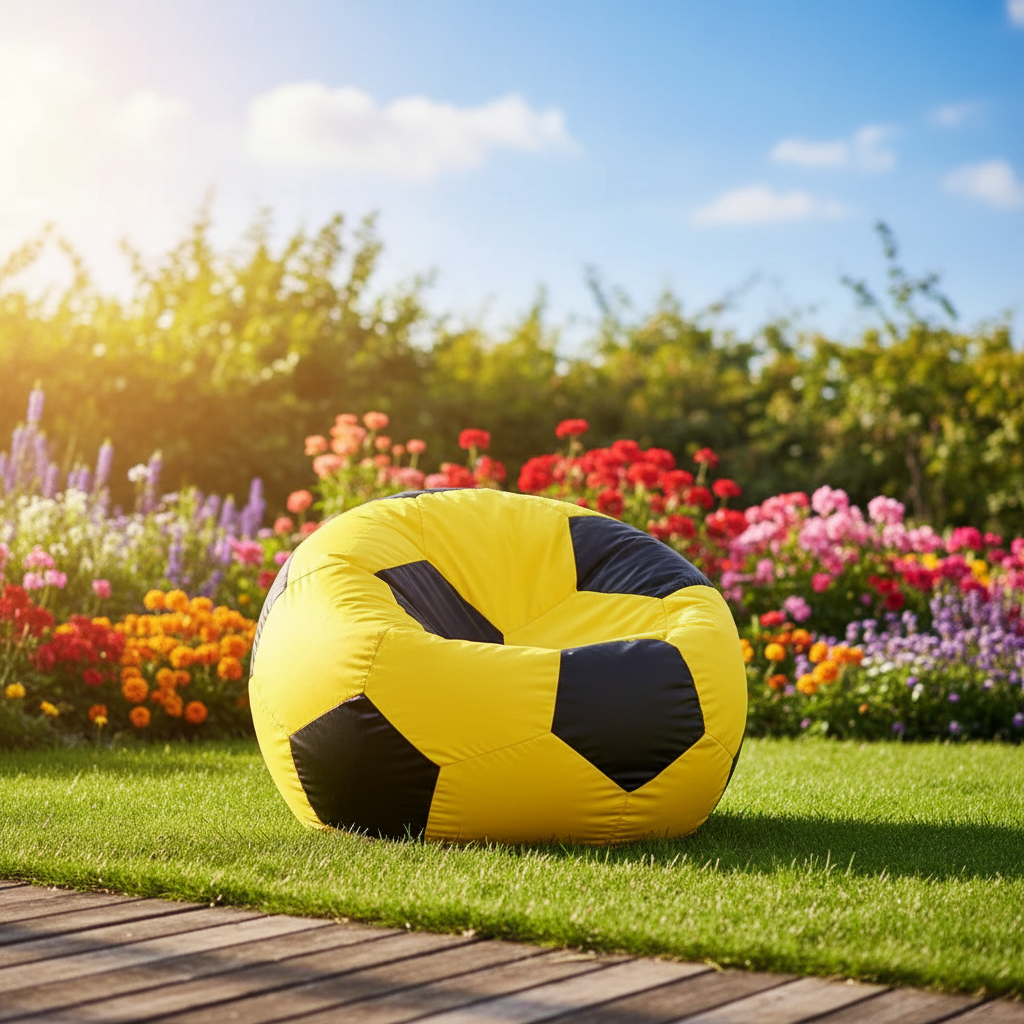 Yellow Soccer Bean Bag Chair | Vibrant Football-Inspired Seating for Gaming, Bedroom & Lounge