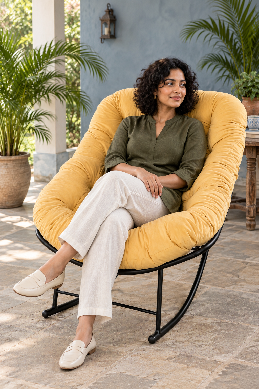 Cloud Comfort Cushioned Rocking Chair-deep cushioning and rocking design